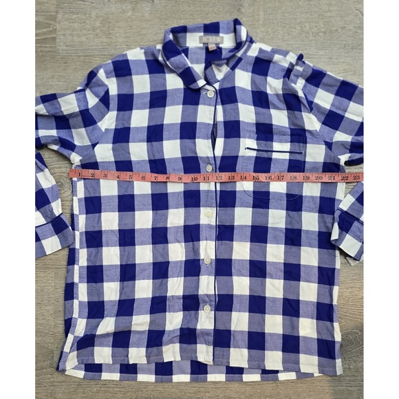 J Crew Sz M Signature Tartan Pajama Top Shirt 100% Cotton - Picture 4 of 8